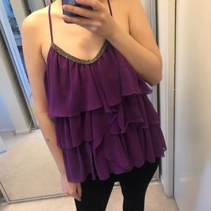Purple ruffled tank: Express